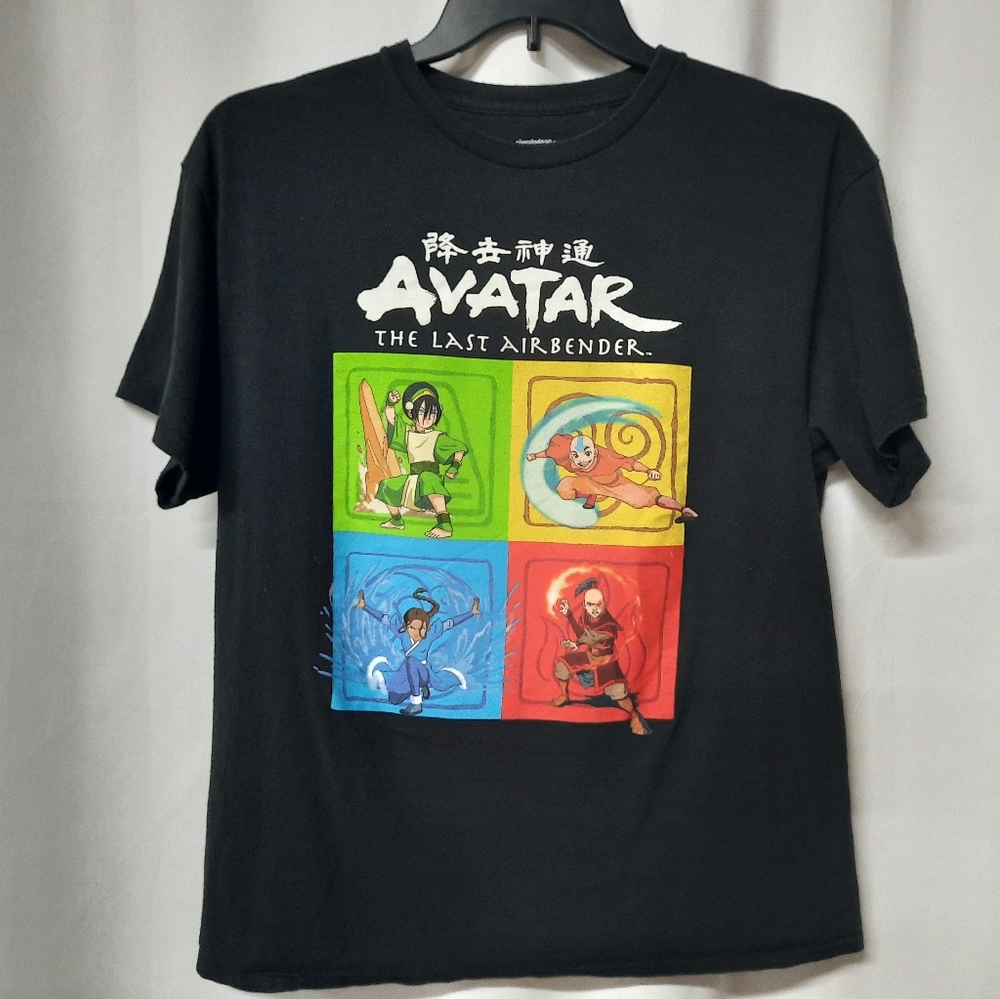 Avatar The Last Airbender Short Sleeve Tshirt Men's Sz L American Anime Black